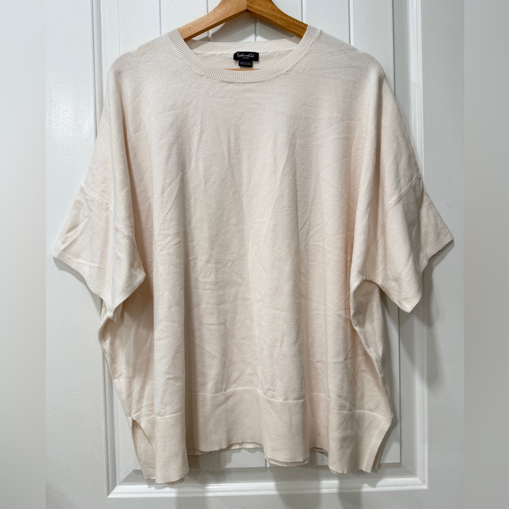 Splendid Cream Knitted Short Sleeve Top